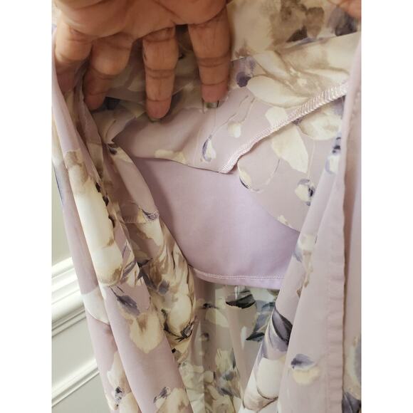 Sienna Sky Women Beige Floral Polyester Halter Neck Sleeveless Long Maxi Dress M - Picture 9 of 14